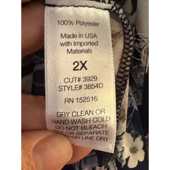 Meri Skye Women Tops Kimono 2X Blue Floral Polyester Open Front - Picture 4 of 6